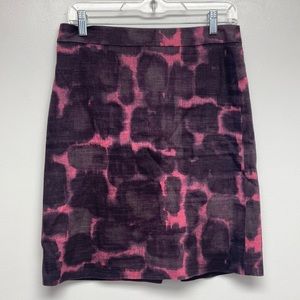 J. Crew Ink Blossom Pencil Skirt Linen Blend in Purple / Pink Women’s Size-2